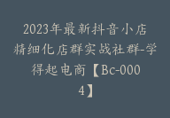 2023年最新抖音小店精细化店群实战社群-学得起电商【Bc-0004】-51搞钱网