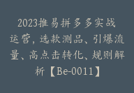 2023推易拼多多实战运营，选款测品、引爆流量、高点击转化、规则解析【Be-0011】-51搞钱网