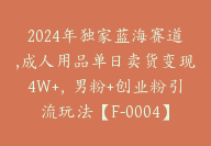 2024年独家蓝海赛道,成人用品单日卖货变现4W+，男粉+创业粉引流玩法【F-0004】-51搞钱网