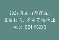 2024闲鱼内部课程，避雷指南，不走弯路快速成长【Bf-0023】-51搞钱网