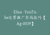 Elisa·YouTube运营推广实战技巧【Ag-0039】-51搞钱网