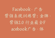 Facebook·广告营销系统训练营：金牌·营销2.0 行业最全Facebook广告·体系课【Ab-0040】-51搞钱网