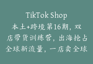 TikTok Shop本土+跨境第16期，双店带货训练营，出海抢占全球新流量，一店卖全球【Ad-0013】-51搞钱网