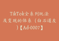 TikTok全系列玩法及变现的体系（白石道友)【Ad-0007】-51搞钱网