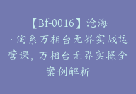 沧海·淘系万相台无界实战运营课，万相台无界实操全案例解析【Bf-0016】-51搞钱网