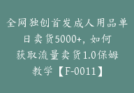 全网独创首发成人用品单日卖货5000+，如何获取流量卖货1.0保姆教学【F-0011】-51搞钱网