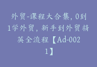 外贸-课程大合集，0到1学外贸，新手到外贸精英全流程【Ad-0021】-51搞钱网