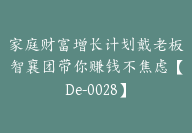 家庭财富增长计划戴老板智襄团带你赚钱不焦虑【De-0028】-51搞钱网