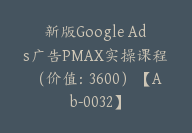 新版Google Ads广告PMAX实操课程（价值：3600）【Ab-0032】-51搞钱网