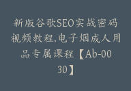 新版谷歌SEO实战密码视频教程.电子烟成人用品专属课程【Ab-0030】-51搞钱网