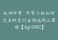 旺坤外贸·外贸小白如何完美蜕变行业销冠线上课程【Ag-0082】-51搞钱网