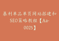 暴利单品单页网站搭建和SEO策略教程【Aa-0025】-51搞钱网