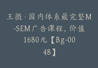 王微·国内体系最完整M-SEM广告课程，价值1680元【Bg-0048】-51搞钱网