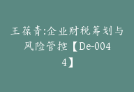 王葆青:企业财税筹划与风险管控【De-0044】-51搞钱网