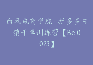 白凤电商学院·拼多多日销千单训练营【Be-0023】-51搞钱网