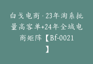 白戈电商·23年淘系批量高客单+24年全域电商矩阵【Bf-0021】-51搞钱网