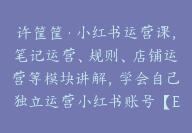 许筐筐·小红书运营课，笔记运营、规则、店铺运营等模块讲解，学会自己独立运营小红书账号【E-00013】-51搞钱网