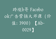 跨境b哥 Facebook广告营销大师课（价值：3900）【Ab-0029】-51搞钱网