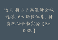 逸风-拼多多高溢价全域起爆，6大课程体系，付费玩法全套实操【Be-0009】-51搞钱网