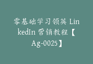 零基础学习领英 LinkedIn 营销教程【Ag-0025】-51搞钱网