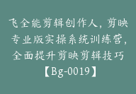 飞全能剪辑创作人，剪映专业版实操系统训练营，全面​提升剪映剪辑技巧【Bg-0019】-51搞钱网