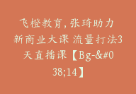 飞橙教育, 张琦助力 新商业大课 流量打法3天直播课【Bg-&14】-51搞钱网