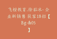 飞橙教育.徐茹冰- 企业新销售 获客18招【Bg-&05】-51搞钱网