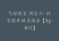 飞橙教育.胡宝介- 抖音搜索排名掘金【Bg-&12】-51搞钱网