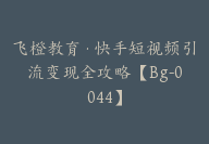 飞橙教育·快手短视频引流变现全攻略【Bg-0044】-51搞钱网