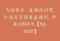 飞橙教育·直播特训营，打造百万销售直播间，价值16800元【Bg-0020】-51搞钱网