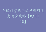 飞橙教育快手短视频引流变现全攻略【Bg-0018】-51搞钱网