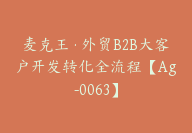 麦克王·外贸B2B大客户开发转化全流程【Ag-0063】-51搞钱网