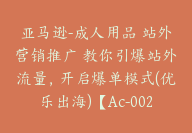 亚马逊-成人用品 站外营销推广 教你引爆站外流量，开启爆单模式(优乐出海)【Ac-0021】-51搞钱网