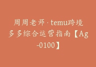 周周老师·temu跨境多多综合运营指南【Ag-0100】-51搞钱网