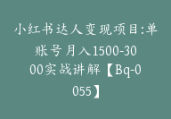 小红书达人变现项目:单账号月入1500-3000实战讲解【Bq-0055】-51搞钱网