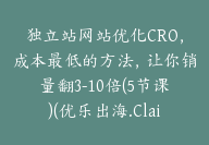 独立站网站优化CRO，成本最低的方法，让你销量翻3-10倍(5节课)(优乐出海.Claire) 【Aa-0046】-51搞钱网