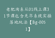 老肥淘系从01线上课31节课包含无界系统实操落地玩法【Bg-0051】-51搞钱网