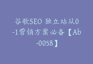 谷歌SEO 独立站从0-1营销方案必备【Ab-0058】-51搞钱网