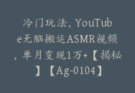 冷门玩法，YouTube无脑搬运ASMR视频，单月变现1万+【揭秘】【Ag-0104】-51搞钱网