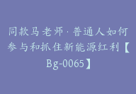 同款马老师·普通人如何参与和抓住新能源红利【Bg-0065】-51搞钱网