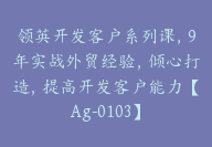 领英开发客户系列课，9年实战外贸经验，倾心打造，提高开发客户能力【Ag-0103】-51搞钱网