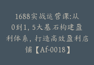 1688实战运营课:从0到1，5大基石构建盈利体系，打造高效盈利店铺【Af-0018】-51搞钱网