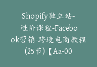 Shopify独立站-进阶课程-Facebook营销-跨境电商教程(25节)【Aa-0053】-51搞钱网