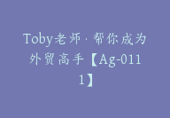 Toby老师·帮你成为外贸高手【Ag-0111】-51搞钱网