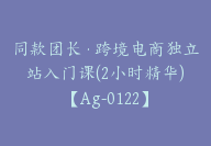 同款团长·跨境电商独立站入门课(2小时精华)【Ag-0122】-51搞钱网