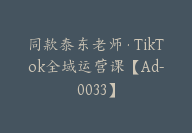 同款泰东老师·TikTok全域运营课【Ad-0033】-51搞钱网