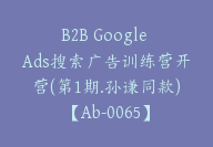 B2B Google Ads搜索广告训练营开营(第1期.孙谦同款)【Ab-0065】-51搞钱网