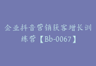 企业抖音营销获客增长训练营【Bb-0067】-51搞钱网