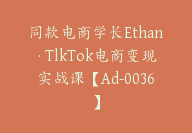 同款电商学长Ethan·TlkTok电商变现实战课【Ad-0036】-51搞钱网